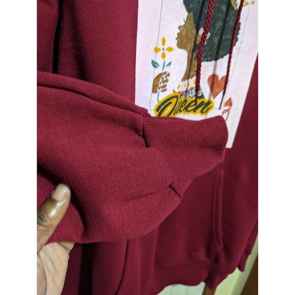 Hanes Ecosmart Woman Red Black Queen Playing Card Hoodie Sweatshirt Size Medium - Picture 7 of 8